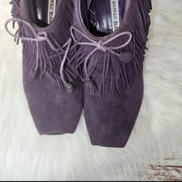 Manolo Blahnik Nabuoppla Fringe Ankle Boot in Plum Purple Size 40.½ - Picture 11 of 12